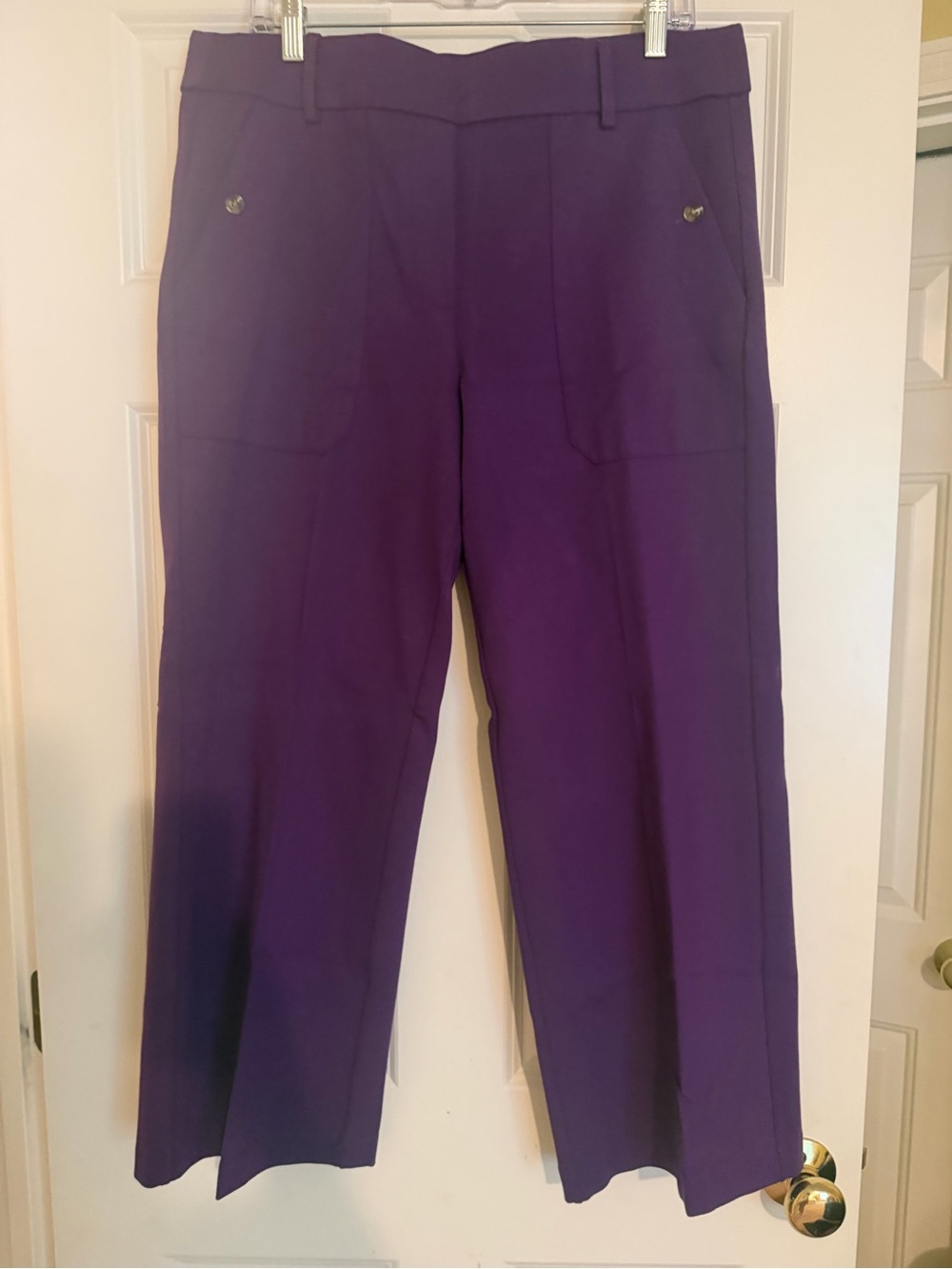 Women's Purple Crop Wide-Leg Pants
